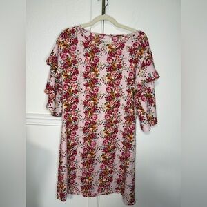 Uncle Frank Pink Floral Ruffle Sleeve Dress size M